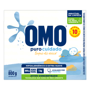 Lava-Roupas Pó Omo Puro Cuidado Caixa 800g