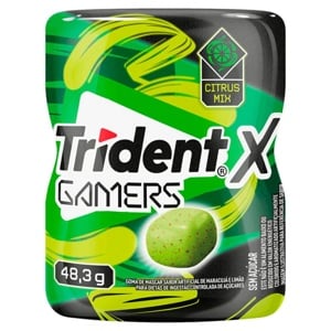 Goma de Mascar Citrus Mix Zero Açúcar Trident X Gamers Pote 48,3g