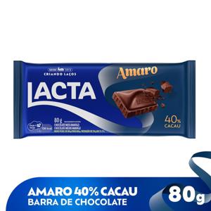 Chocolate em Barra Meio Amargo Lacta Amaro 40% Cacau 80g