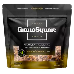Granola Tradicional Melado e Canela sem Glúten Grano Square Premium Pouch - 200g