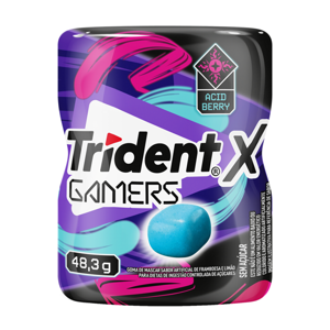 Goma de Mascar Acid Berry Zero Açúcar Trident X Gamers Pote 48,3g