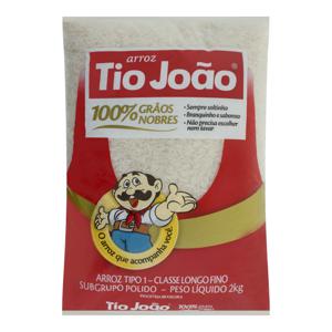 Arroz Polido Tipo 1 Tio João 100% Grãos Nobres Pacote 2kg