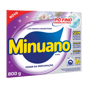 Lava-Roupas em Pó Concentrado Minuano Máxima Perfumação Caixa 800g