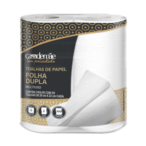 Papel Toalha CasadeMãe 20cmX22cm com 2 Unidades
