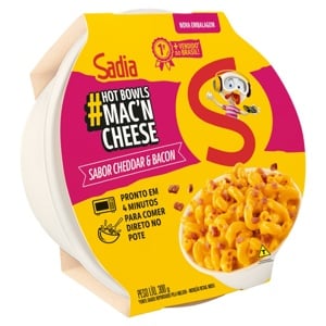 Mac'n Cheese Cheddar e Bacon Sadia Hot Bowls Pote 300g
