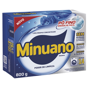 Lava-Roupas Pó Concentrado Original Minuano Poder de Limpeza Caixa 800g