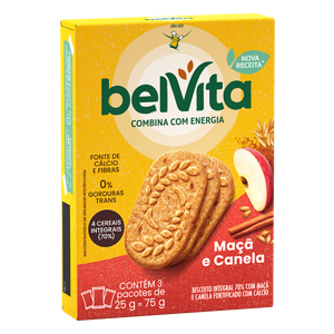 Biscoito Integral Maçã e Canela Belvita Caixa 75g 3 Unidades
