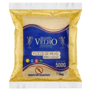 Farinha de Milho Flocos para Cuscuz Mano Velho Pacote 500g
