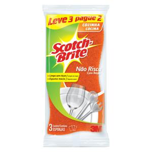 Esponja Não Risca Cozinha Laranja Scotch-Brite Leve 3 Pague 2 Unidades