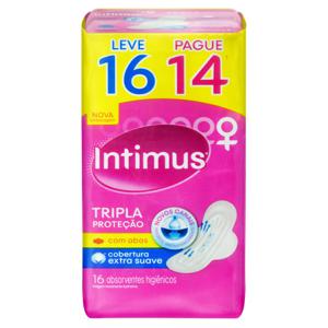 Absorvente com Abas Suave Intimus Tripla Proteção Pacote Leve 16 Pague 14 Unidades